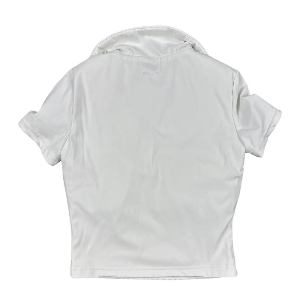 Gold Hinge - Preppy Short Sleeve V Neck Polo Top in White - Image 2