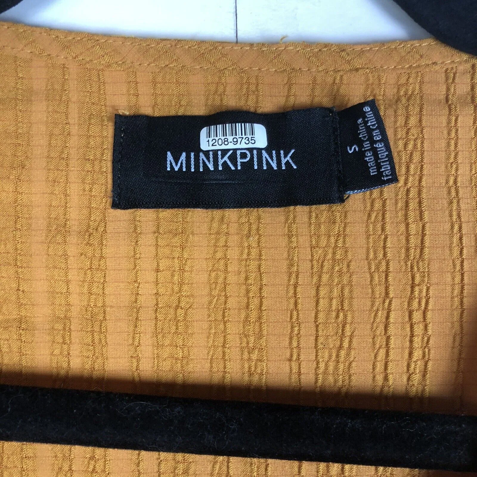 MINKPINK Gold Orange Short Flutter Sleeve V Neck Top with Ties on Sides Small - Image 2