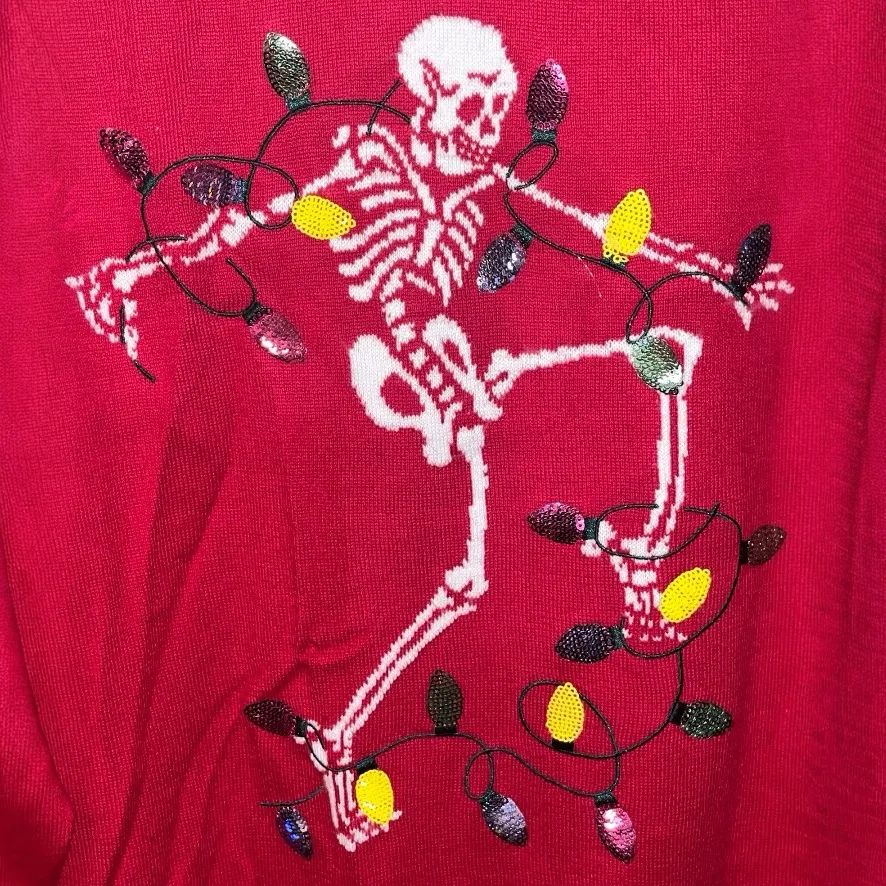 Torrid Size 2:  Dancing Skeleton Pullover Crew Sweater - Image 5