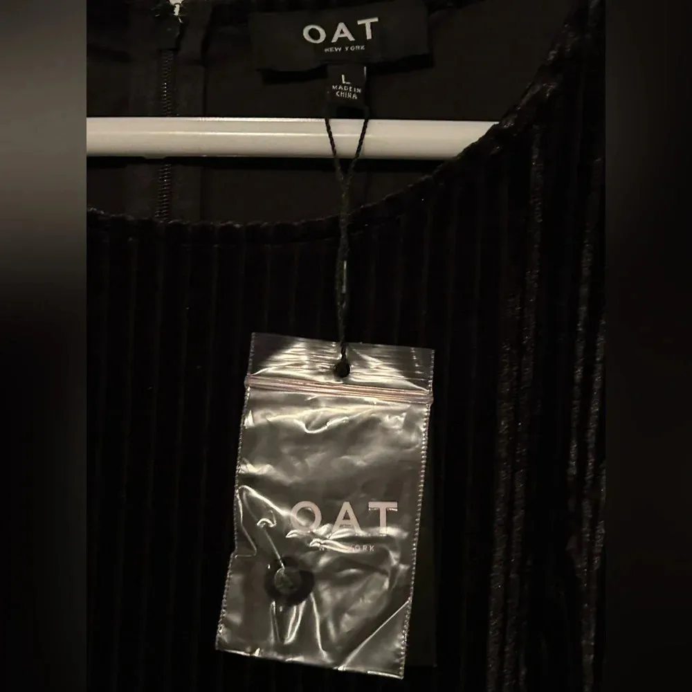 NWT OAT NY black velvet ribbed dress sz L cocktail party 🎊 Size L - Image 6