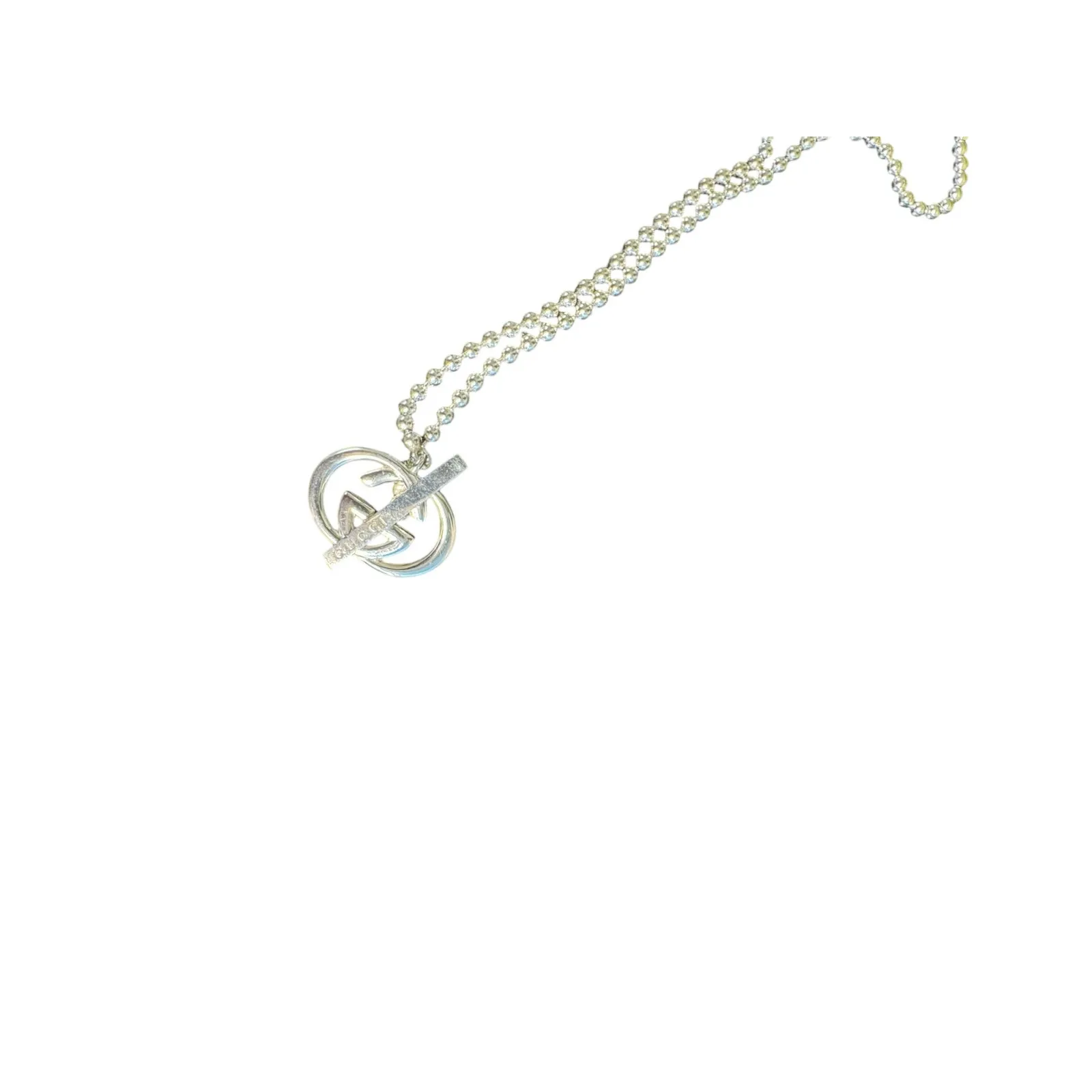 Gucci NWT Sterling Silver Interlocking G Pendant Toggle Necklace - Image 9