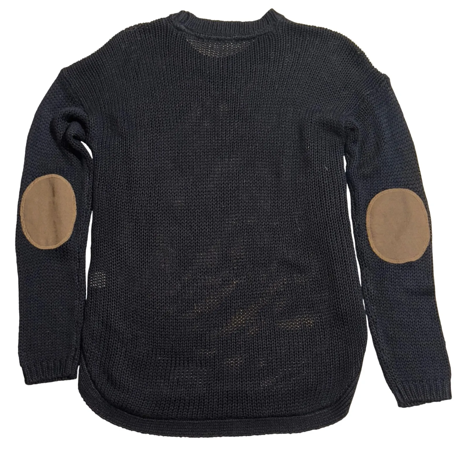 Harper Heritage Womens Knit Sweater Button Accent Elbow Patch Black Medium‎ - Image 6
