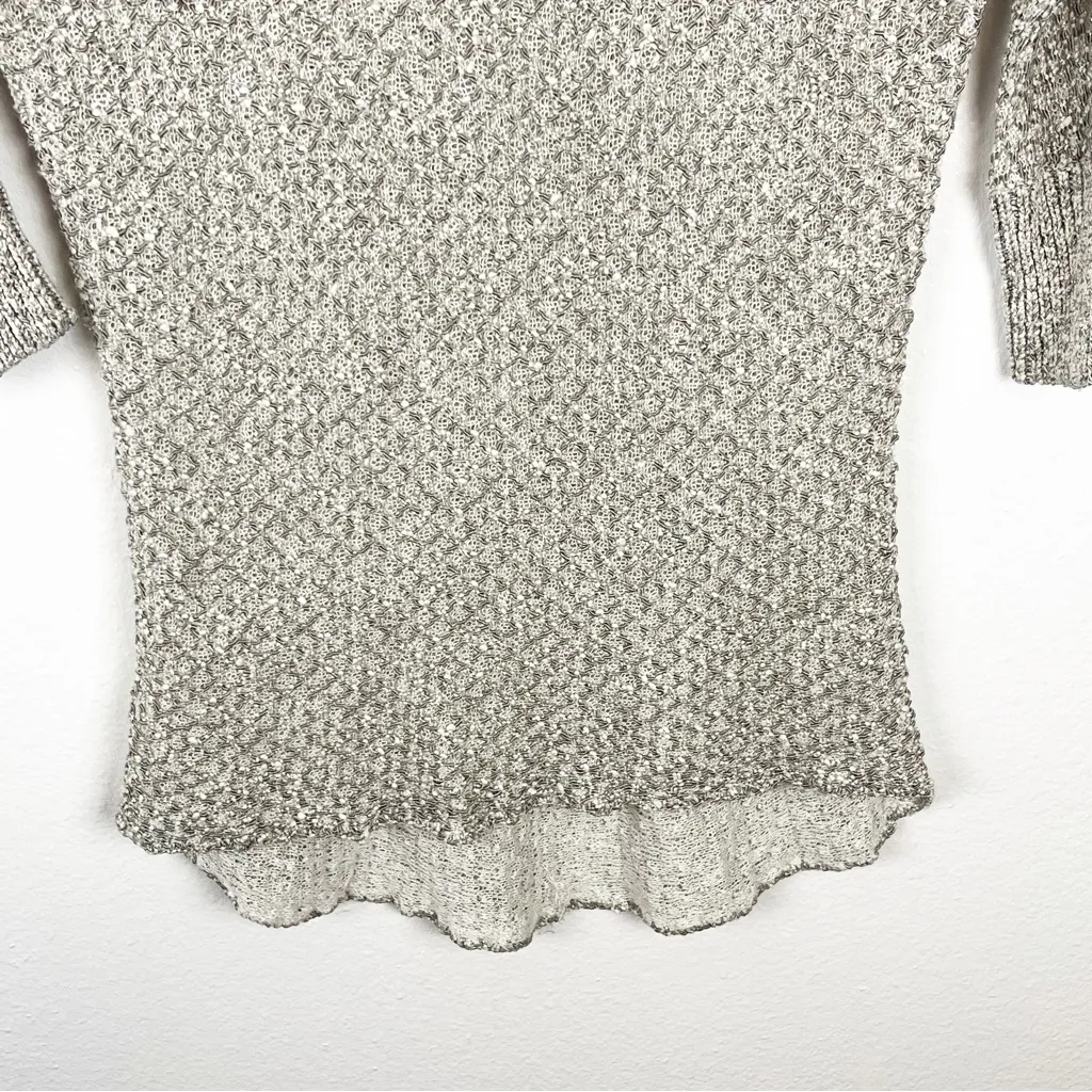 ALICE + OLIVIA Metallic Linen Blend Open Knit Sheer Holiday Party Top Size Small - Image 8
