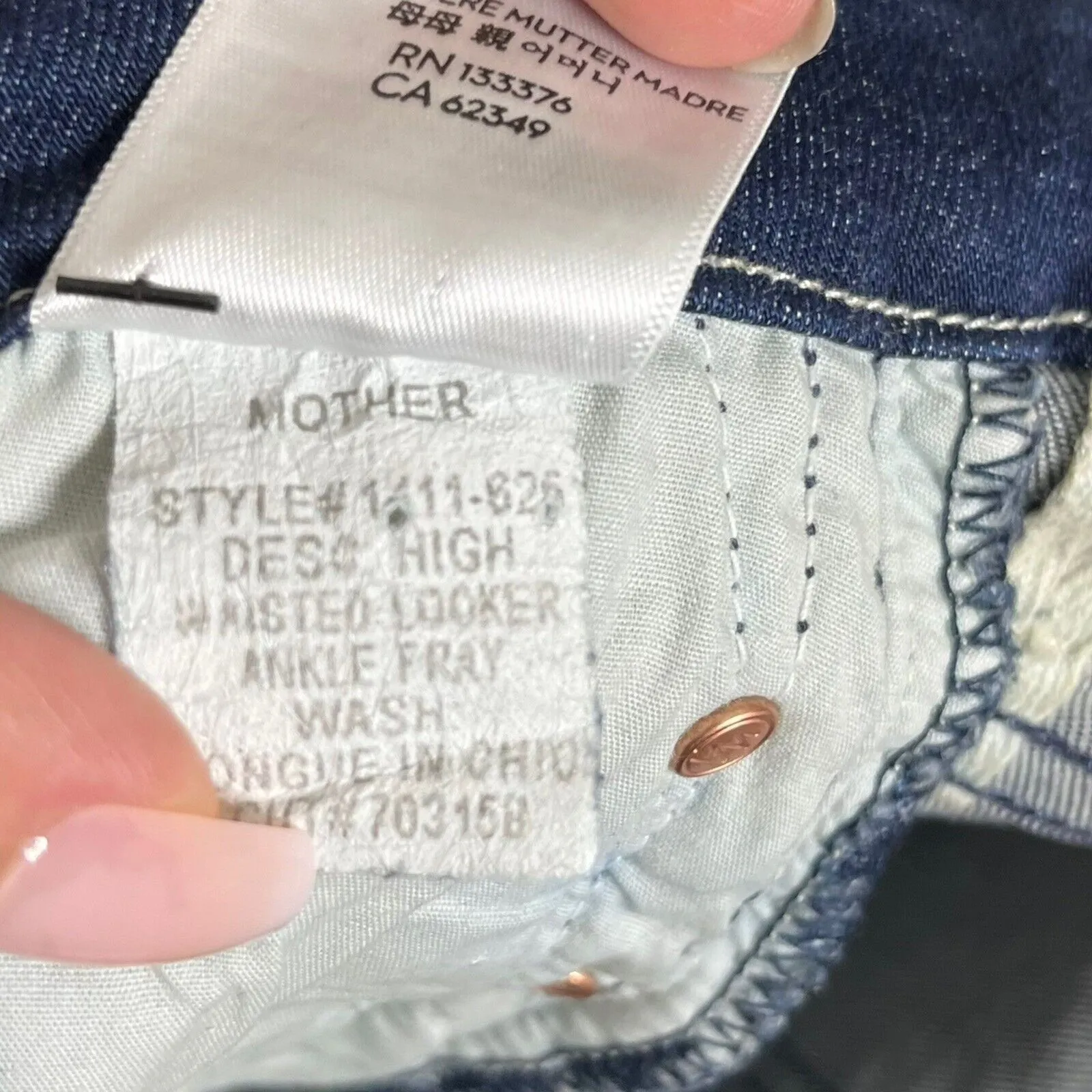 MOTHER The Looker High Waisted Ankle Fray Jeans Women’s 24 Blue Tongue And Chic - Image 11