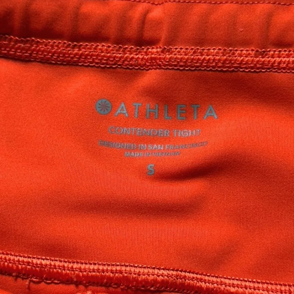 Athleta Contender Tight Laser Cut  Neon Orange Small Leggings - Image 4