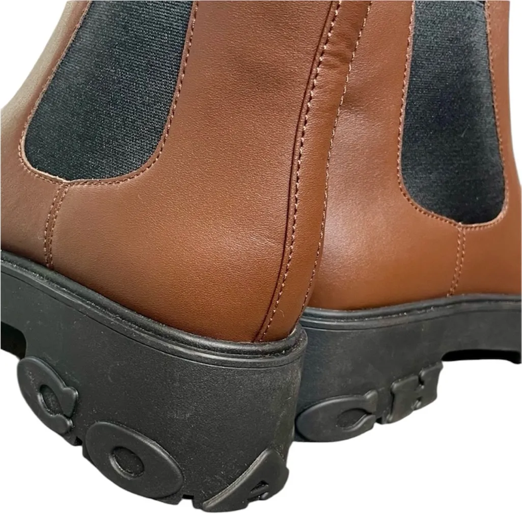 Coach 2” Branded Platform Leather Chelsea Boots w/ Stretch Panels & Pull-On Tab - Image 2