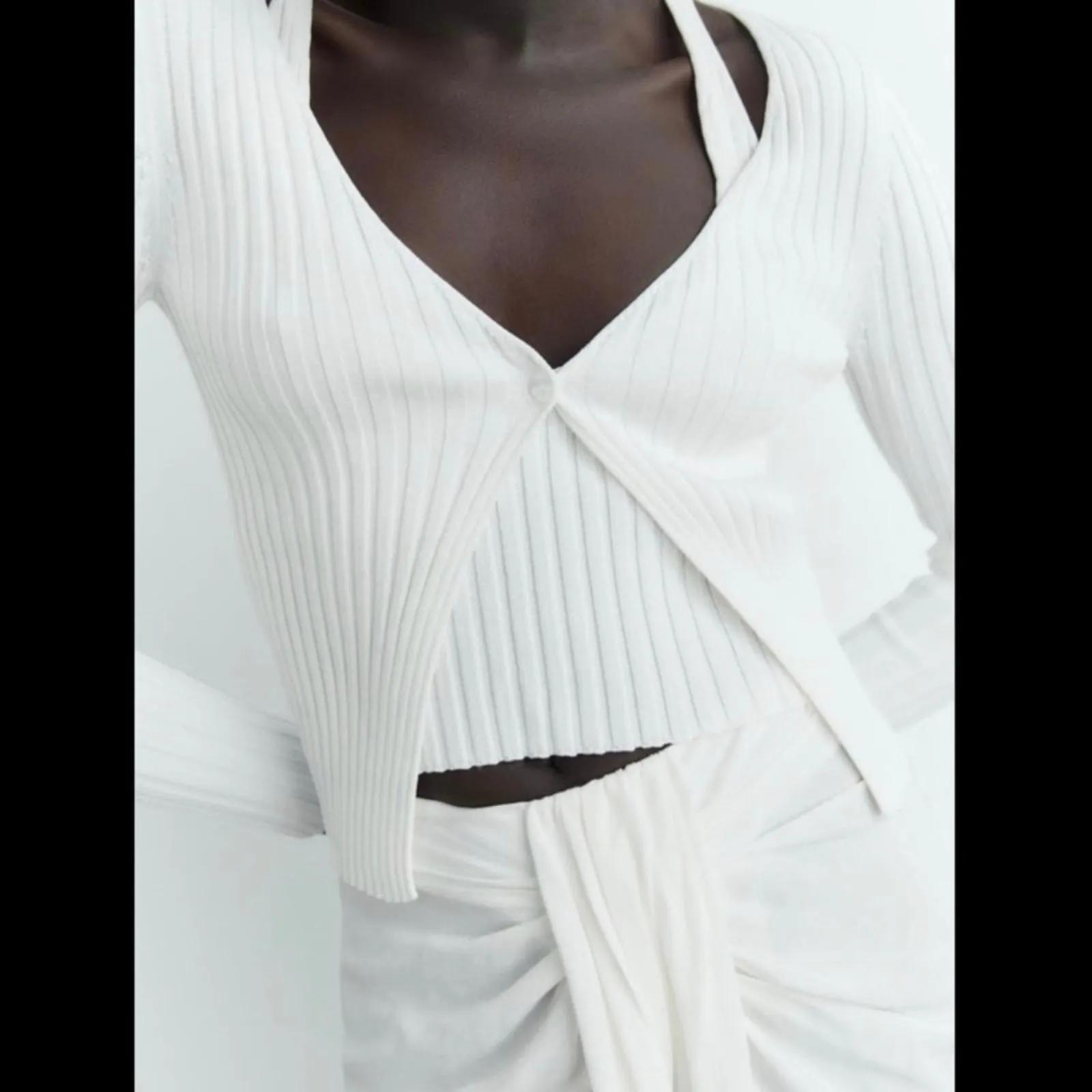 zara ribbed cardigan & tank top - Image 3