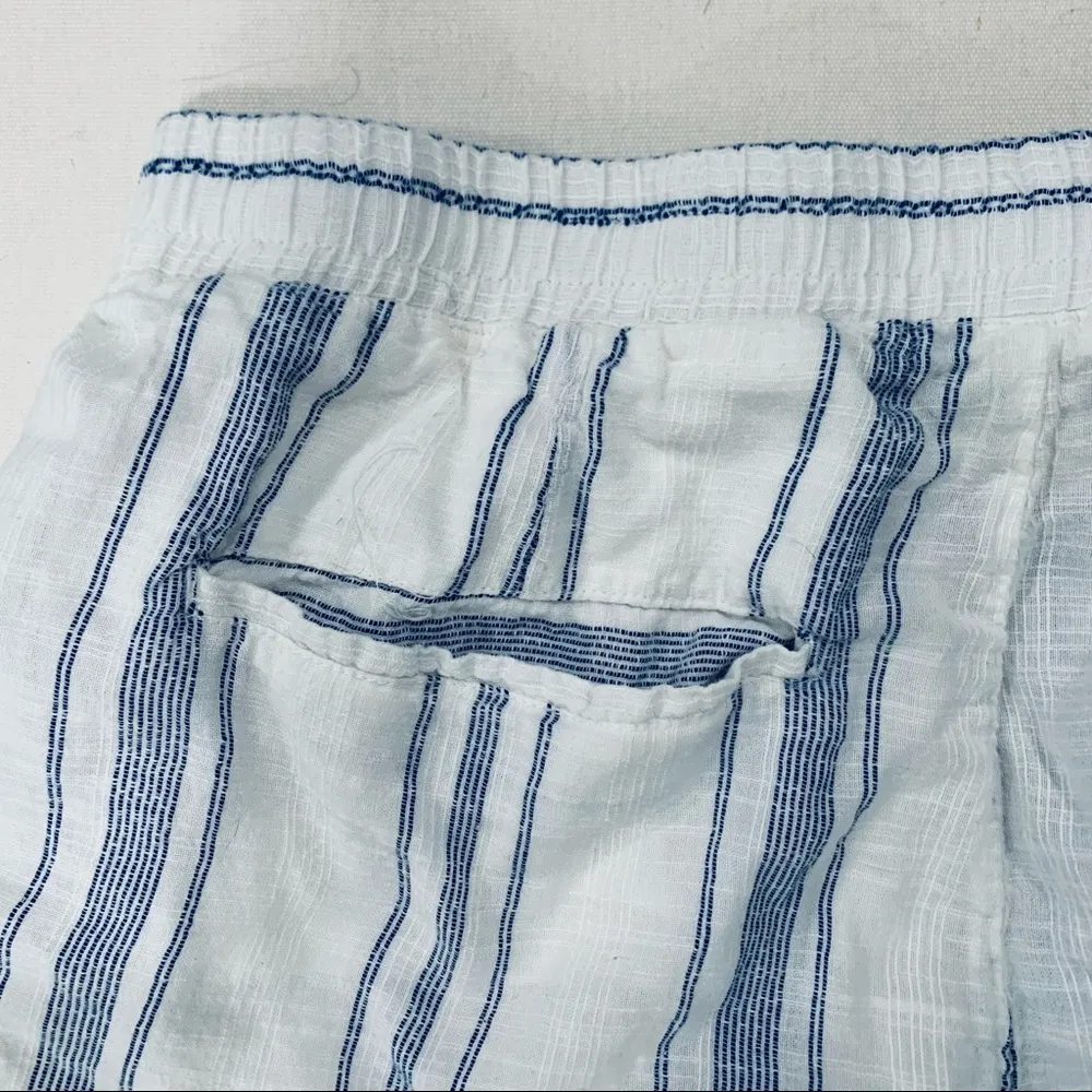 H&M  LOGG White Blue Striped Lightweight Pull On Shorts Size 12 - Image 7