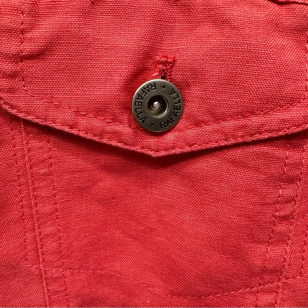 3 Piece Set Coral Linen Cotton Blend Pants & Jacket with Striped Top by Rafaella - Image 11