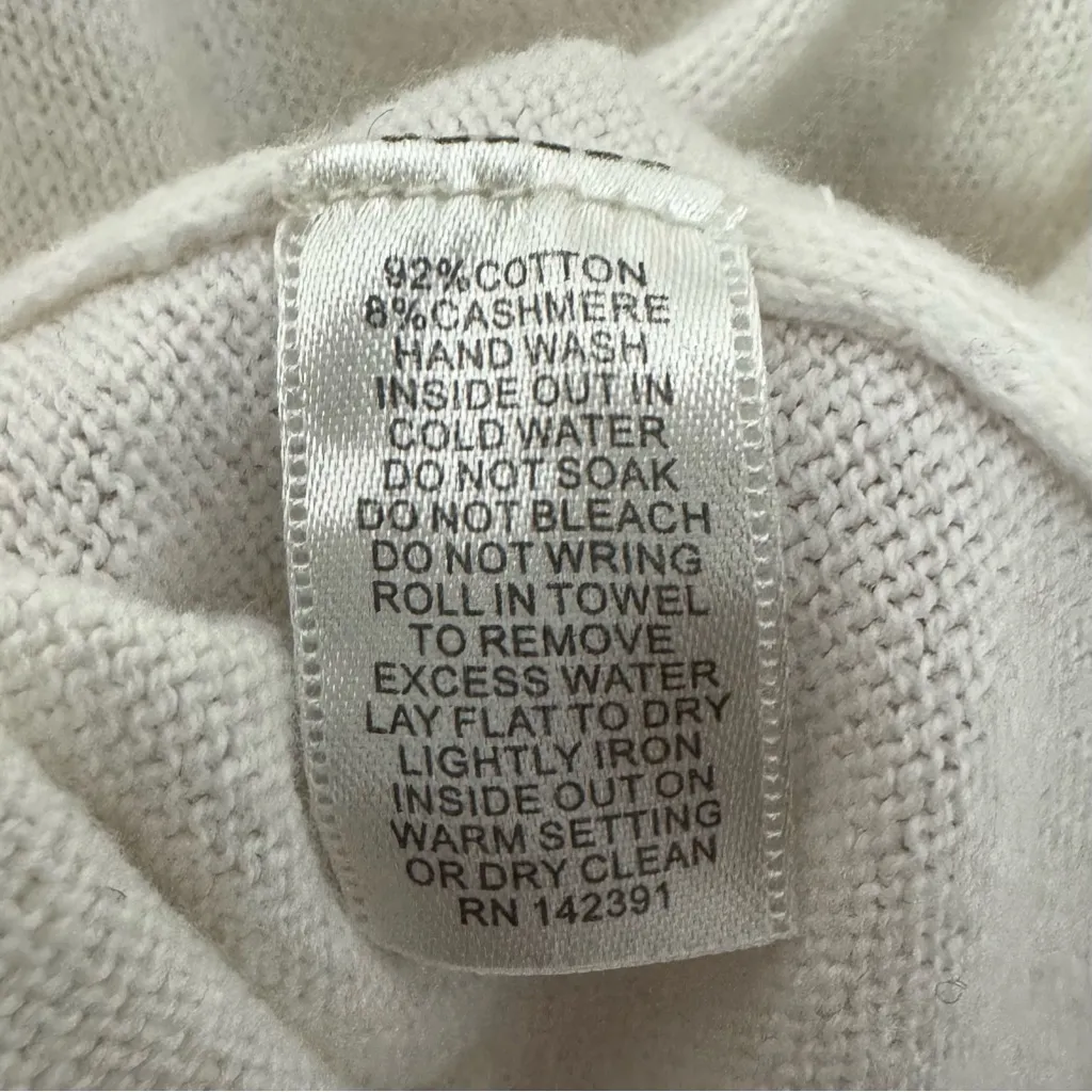 Project Cotton Cashmere Blend Sweater Womens Size M White Bell Sleeves Size M - Image 7