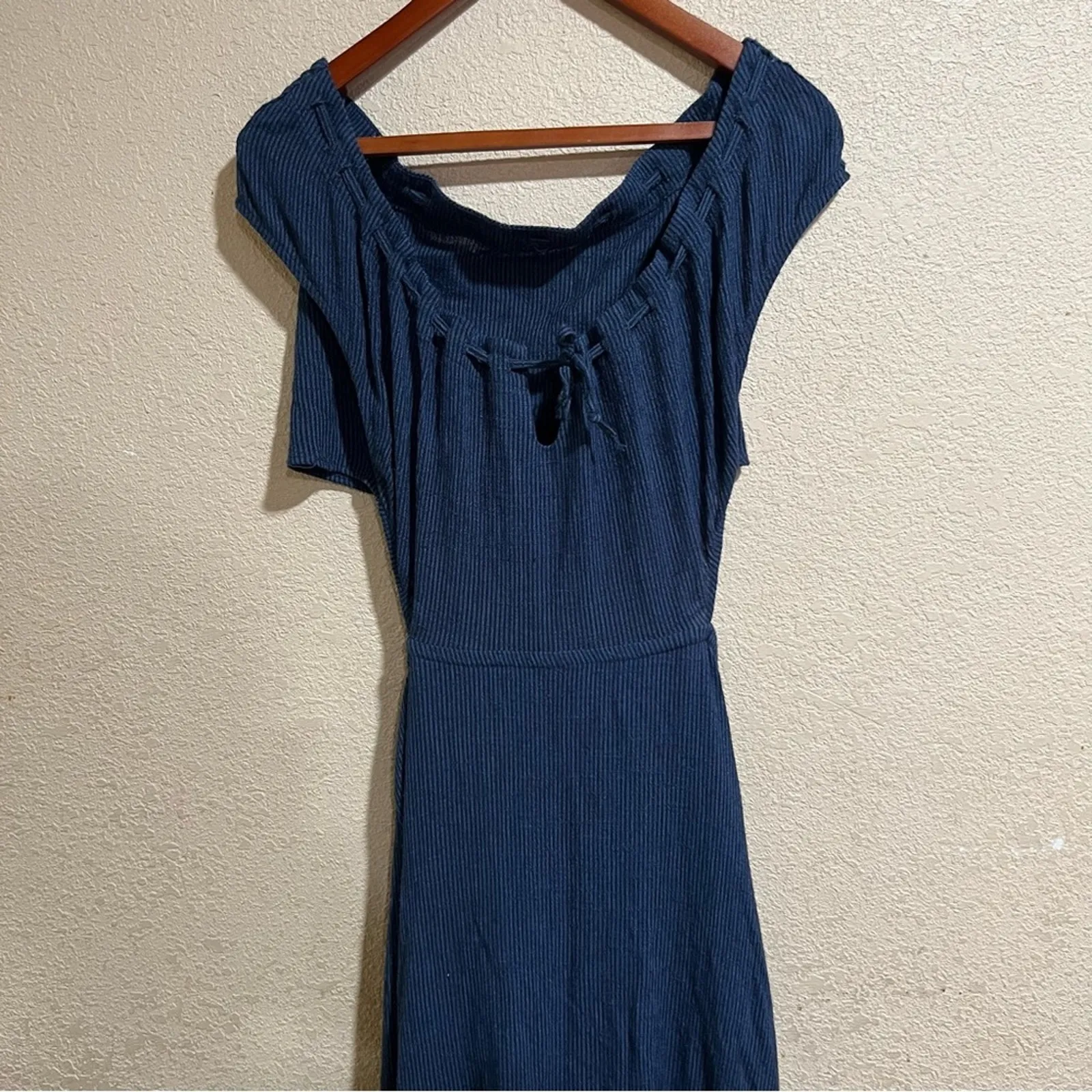 Reformation Veijo Blue Open Back Waist Tie Tiered Maxi Dress - size Small - Image 2