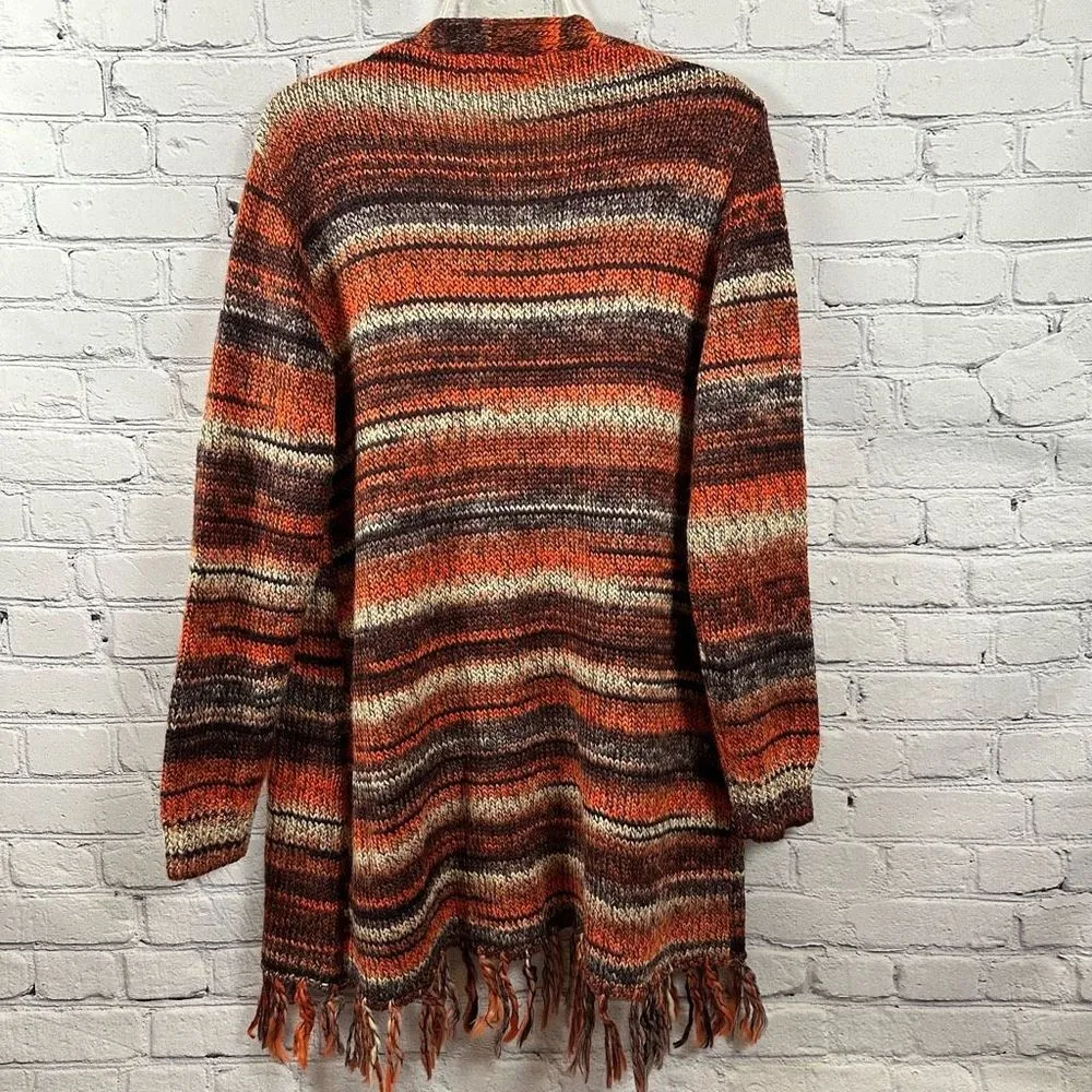 X Steve Madden Canyon Cutie Cardigan Stripe Open Front Orange M NWT - Image 4