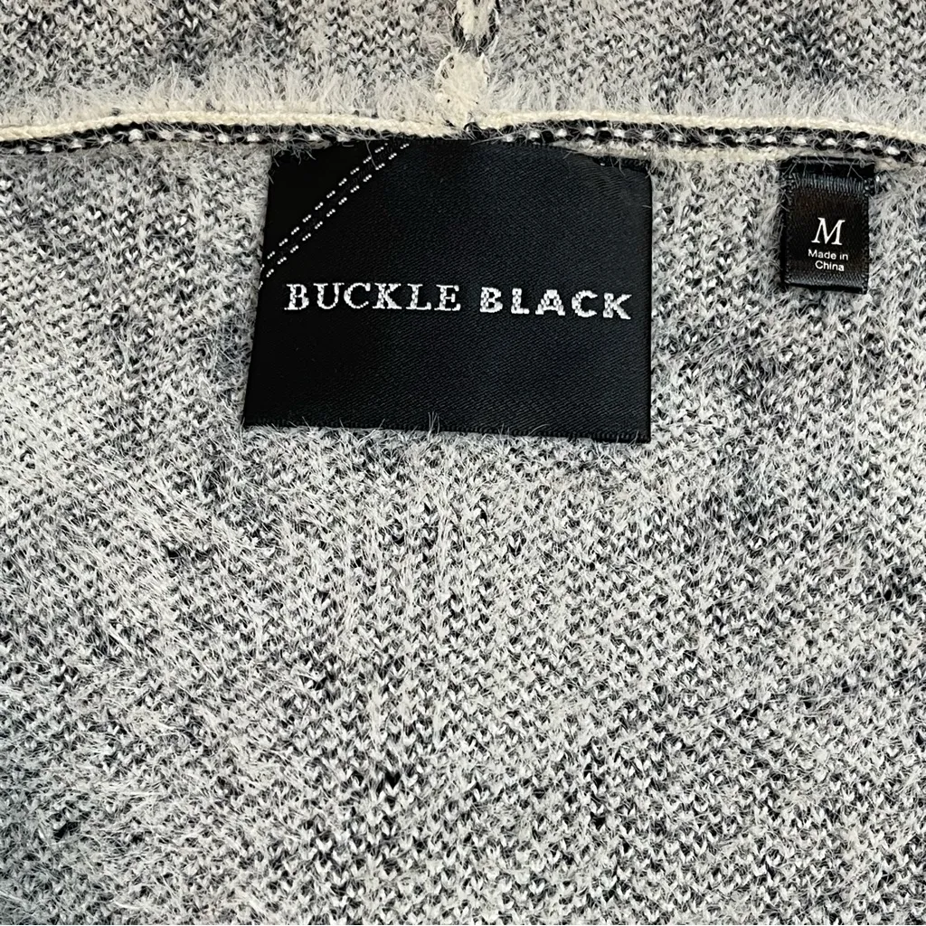 Snakeskin Pattern Hooded Coat Snap Closure Cardigan Fuzzy & Soft by Buckle Black - Image 8