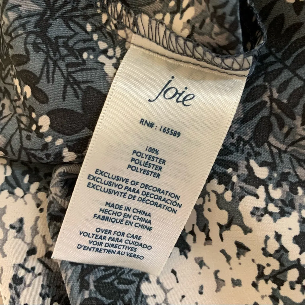 Joie Black Gray Floral Print Halter Dress‎ XL Sleeveless Ruffle Neck Chic - Image 4