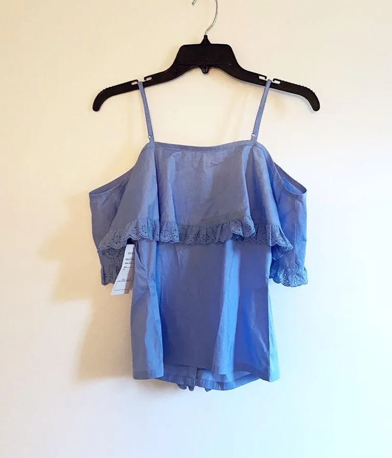 Cold Shoulder Top Blue - Image 2