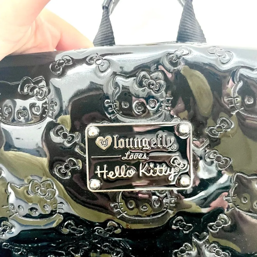 Loungefly Loves Hello Kitty Black Faux Patent Leather Backpack - Image 5
