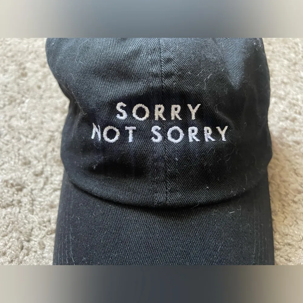 Black and white “SORRY NOT SORRY” baseball cap with adjustable strap - Image 2