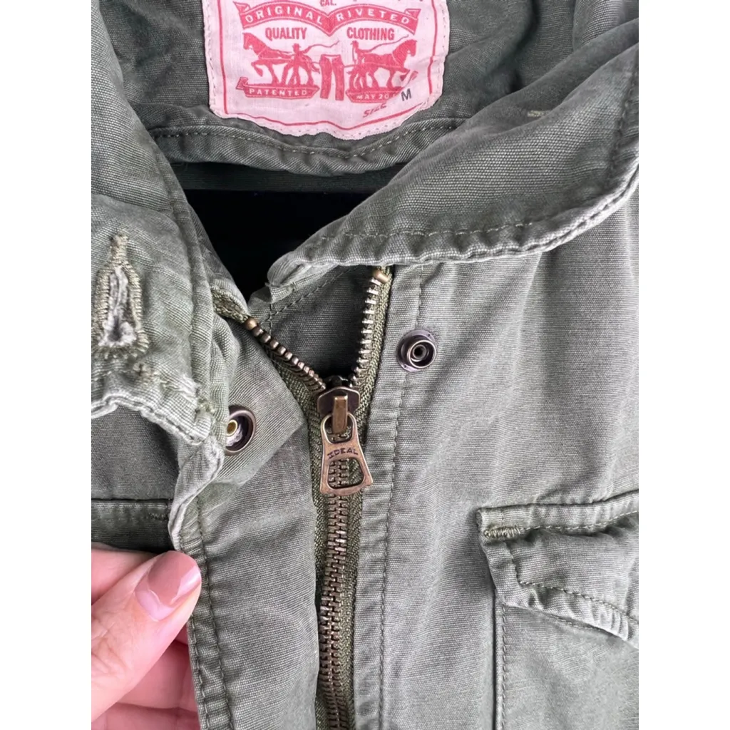Levi's Utility Military Field Jacket Olive Green Size Medium - Image 4