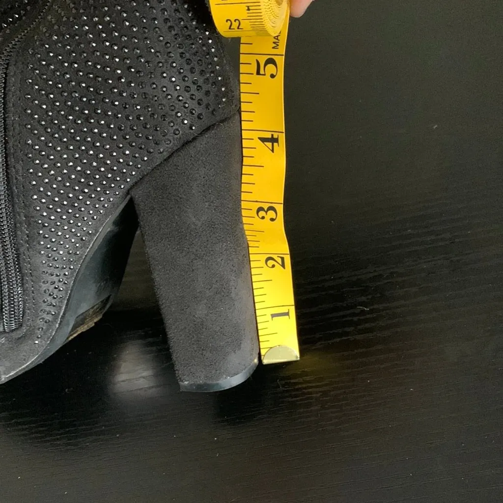 Black Rhinestone Boots Size 5 - Image 5