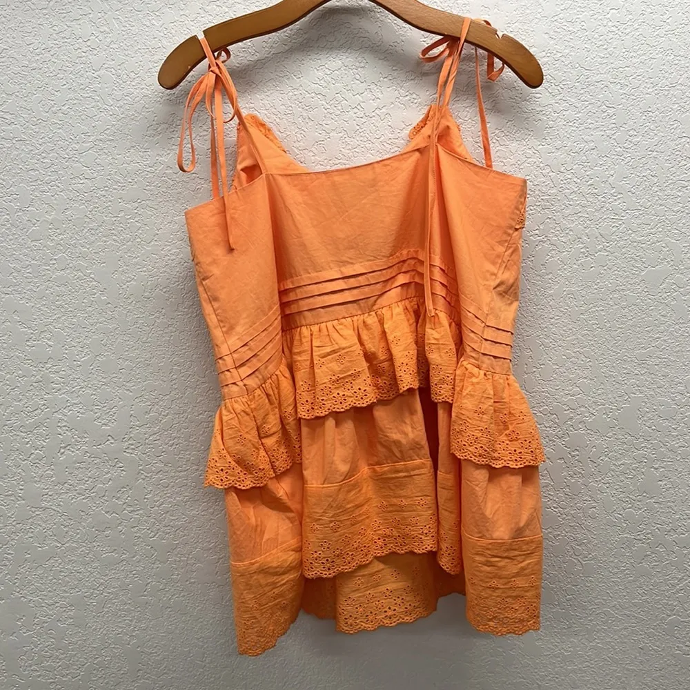 Mare Mare x Anthropologie Josephine Tie Strap Ruffled Tank Top in Orange S - Image 8
