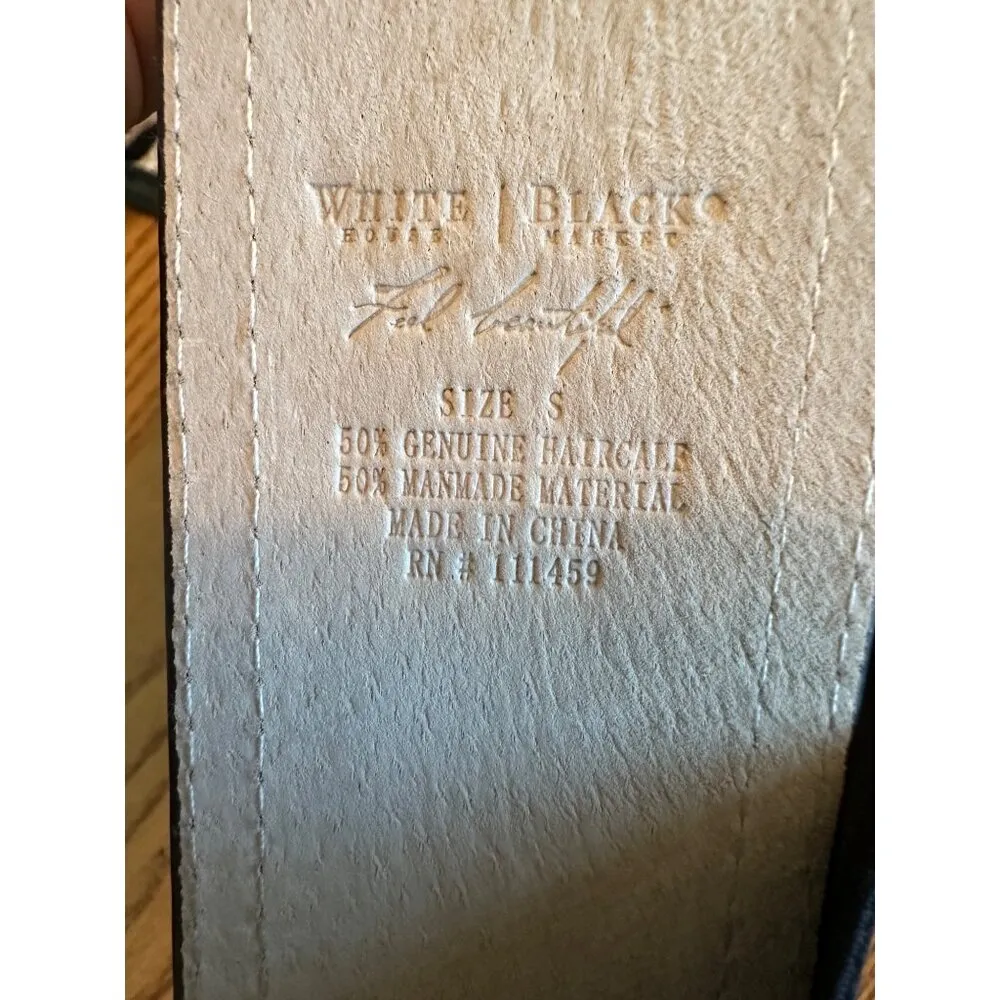 White House Black Market Black White Leopard Print Belt Genuine Haircalf Belt - Image 4