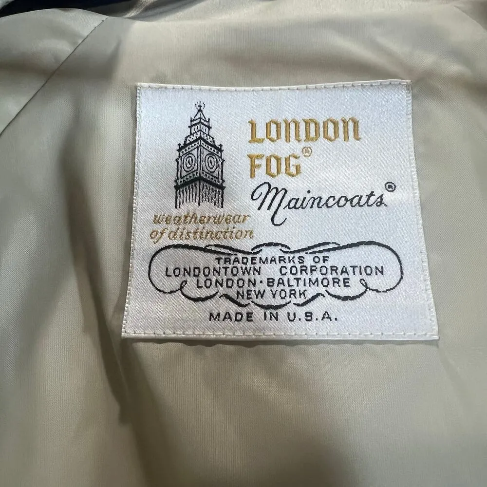 VTG London Fog Maincoats Double Breasted Trench Coat Size 8R Belt Made in USA - Image 8
