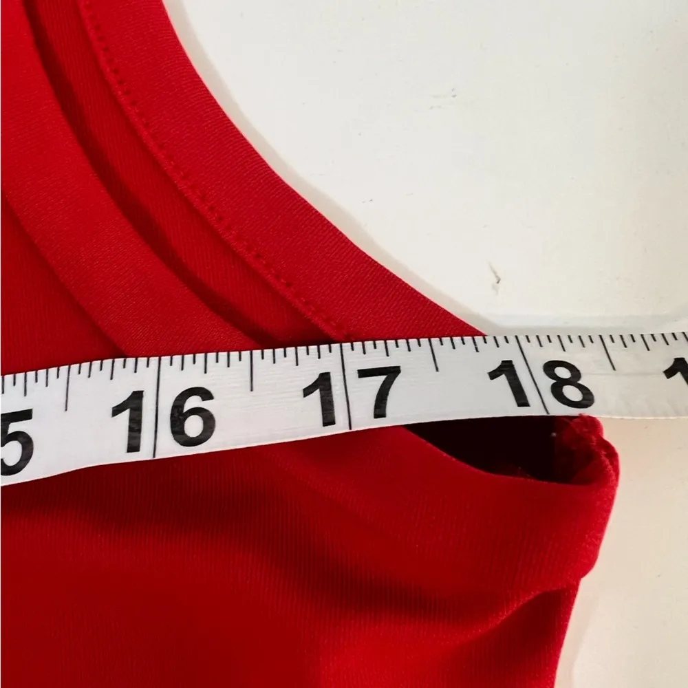 ANN TAYLOR Sleeveless Blouse Draped Front Top Red Flowy Size Large - Image 7