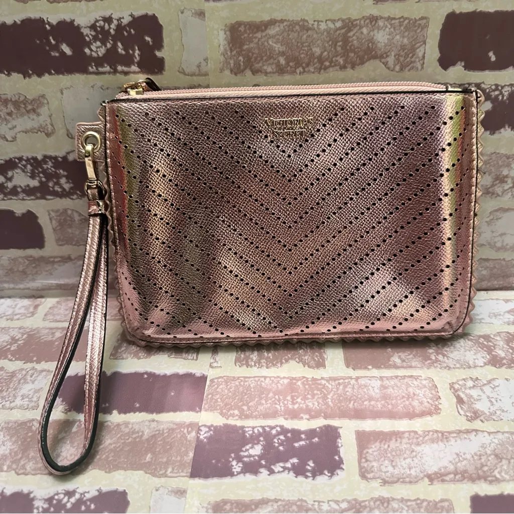 Victorias Secret Stylish Rose Gold Wristlet Clutch - Image 7