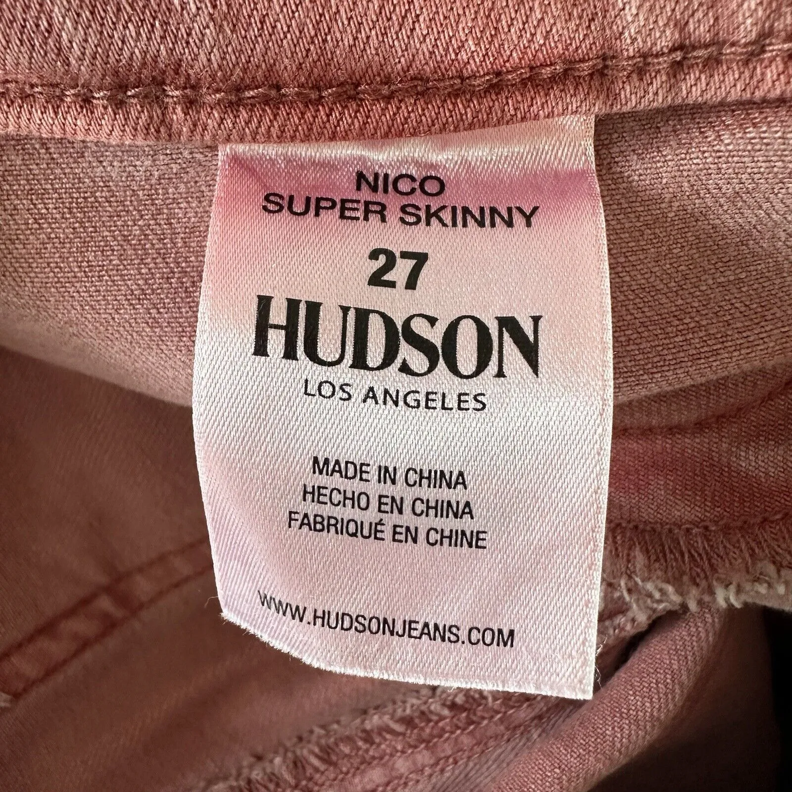 Hudson Nico Super Skinny Jeans Size 27 Red Dusty Rose - Image 8
