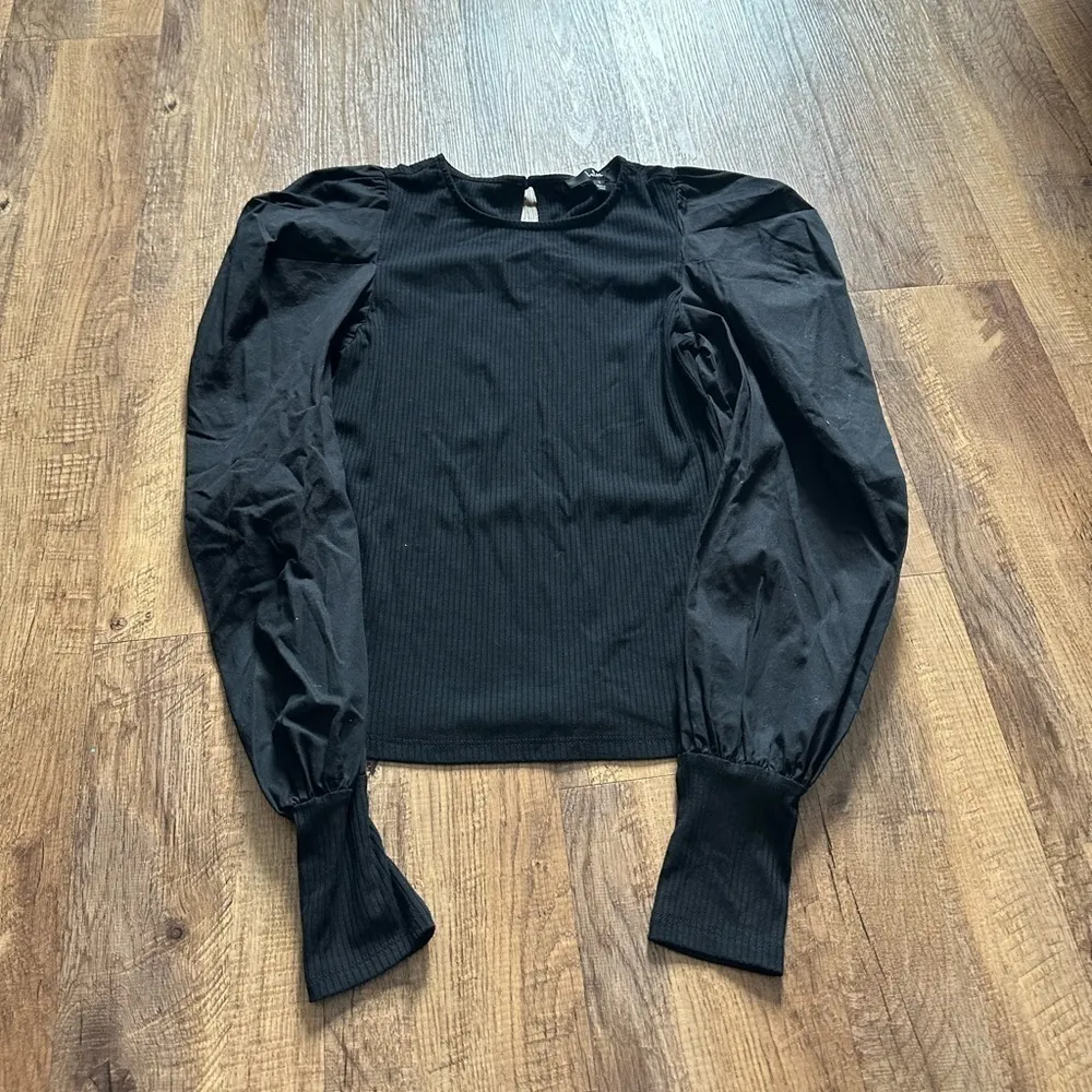 LULU’S Endless Inspiration Black Long Puff Sleeve Top - Image 3