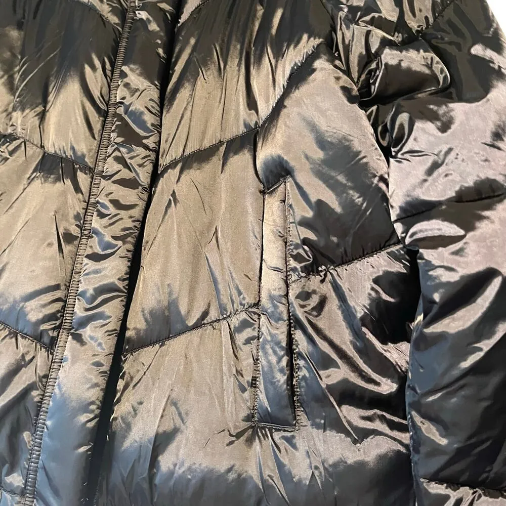 Abercrombie & Fitch Women's L Black Shine Mini Puffer Coat Jacket Winter Neutral - Image 2