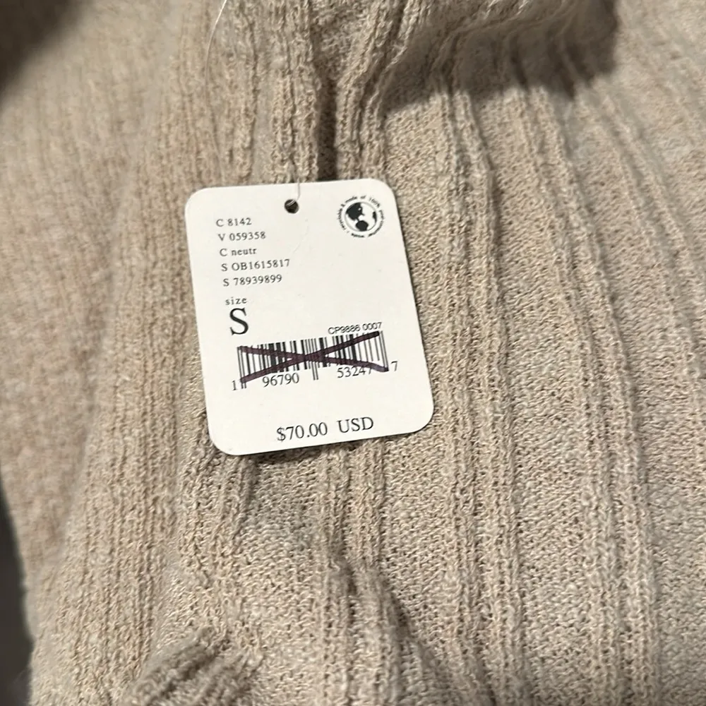 Free People Delancey Babydoll Peplum Sweater in Beige NWT - Image 6