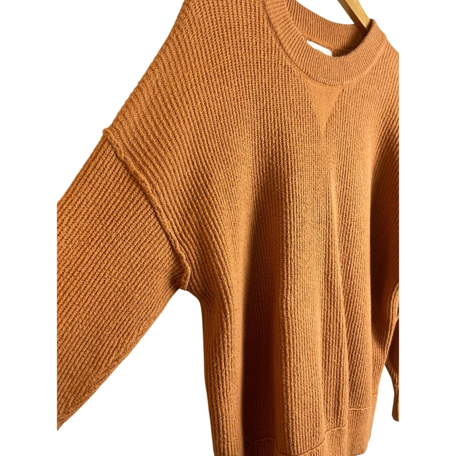 Aerie Oversized Boho Knit Soft Drop‎ Sleeve Tan Crewneck Sweater Size XS - Image 7