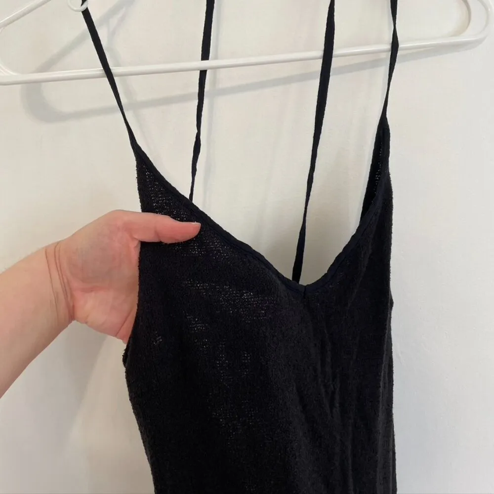 FP BEACH FREE PEOPLE Shell Yeah Midi Dress Solid Black Low Back Strappy Tie Back - Image 8