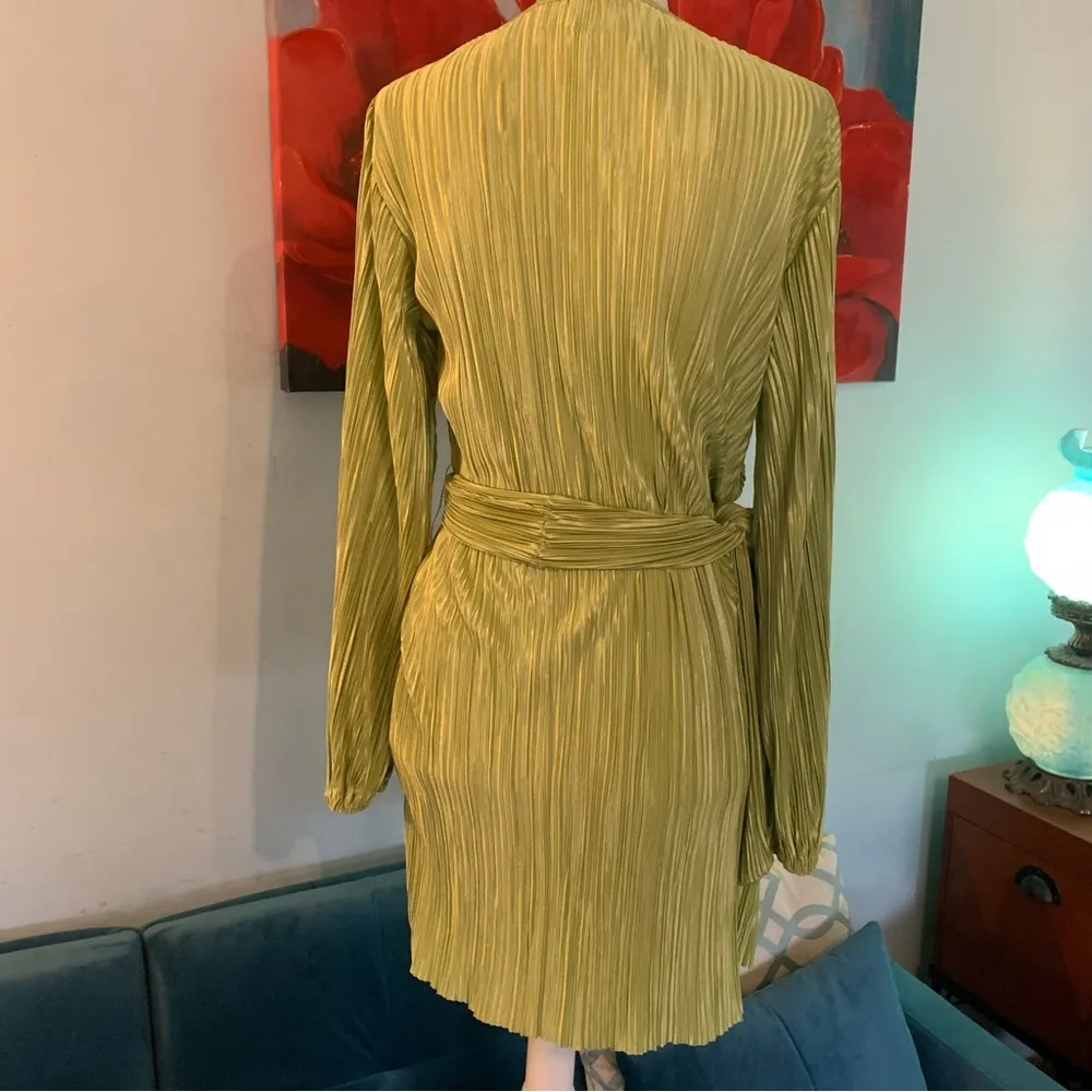 Princess Polly Wrap Luxe Green Party Dress Long Sleeve Size 0 - Image 4