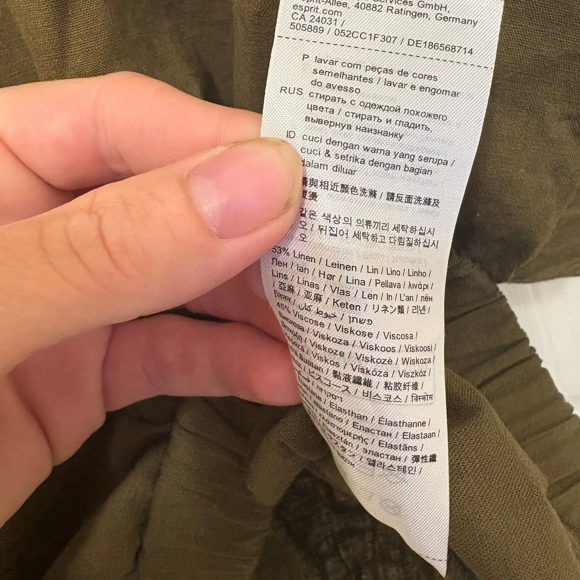 ESPRIT EDC KHAKI Green Linen boxy top - Image 4