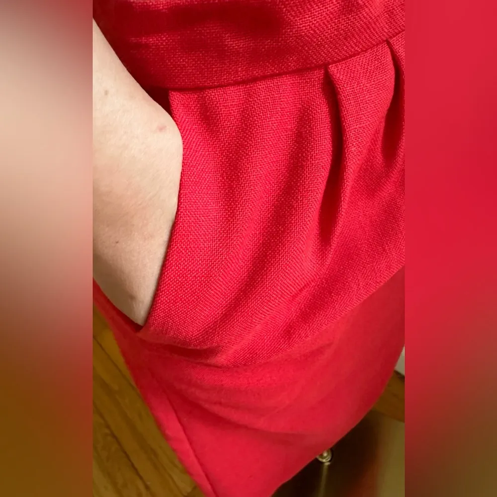 Hyde Point Fashion Vintage Red Pleated Midi Skirt Pockets Closure On Side Sz 14M - Image 5