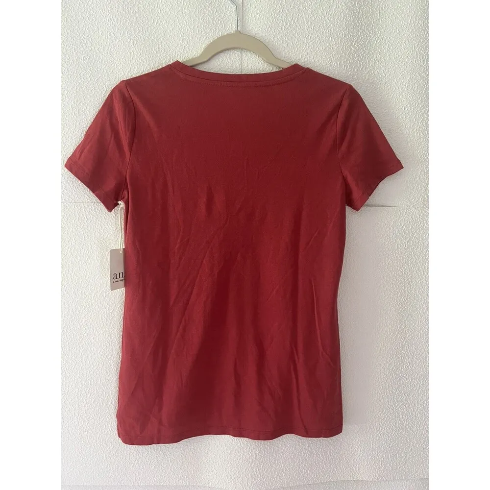 Ana A New Approach Womens Garnet Glow V Neck Cap Sleeve Top Size XS - Image 4