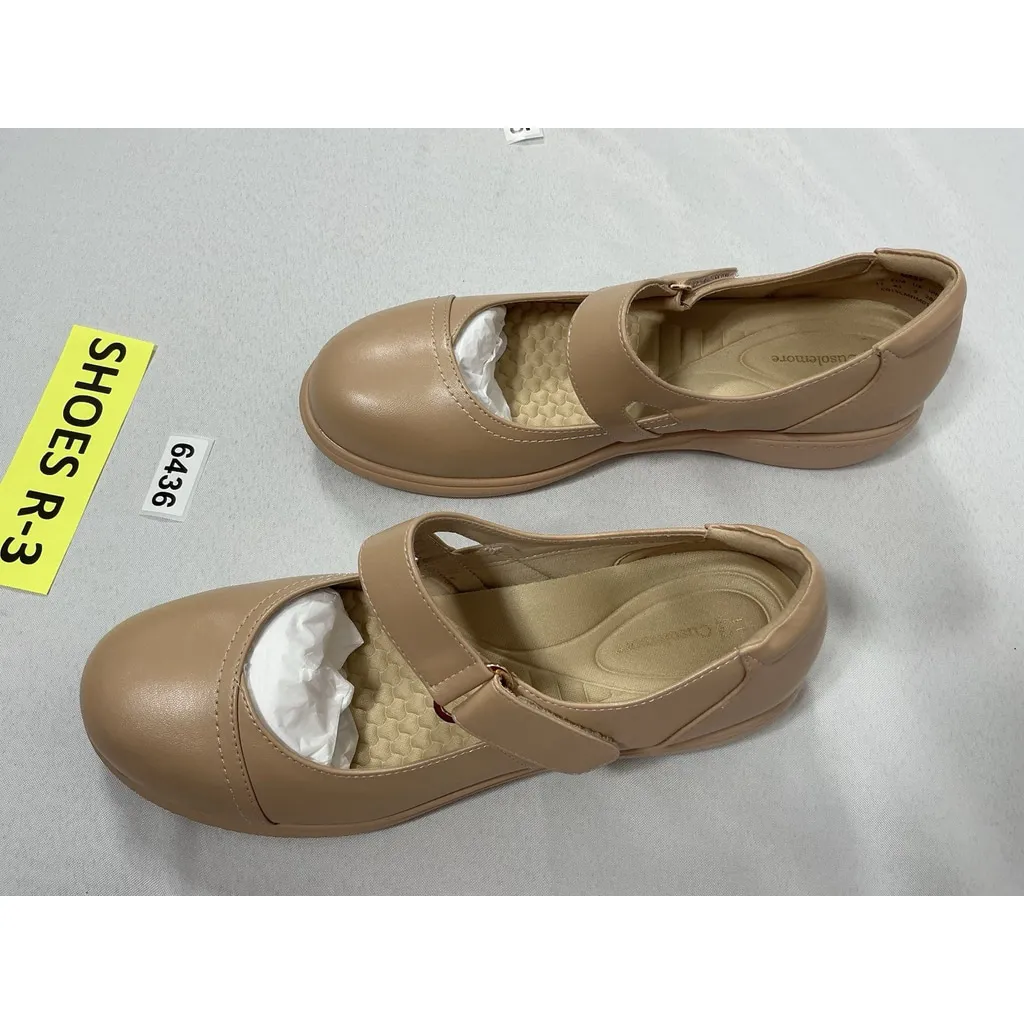 Womans NWOT Cusolemore Wedge Mary Jane Shoes Size 11 Beige Ankle Buckle Tan - Image 3
