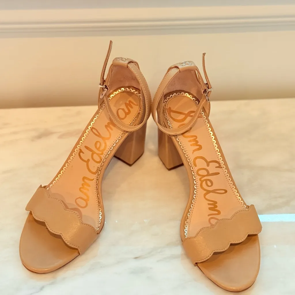 Sam Edelman Odila Ankle Strap Sandal Heel in Golden Caramel Suede 6.5 - Image 10