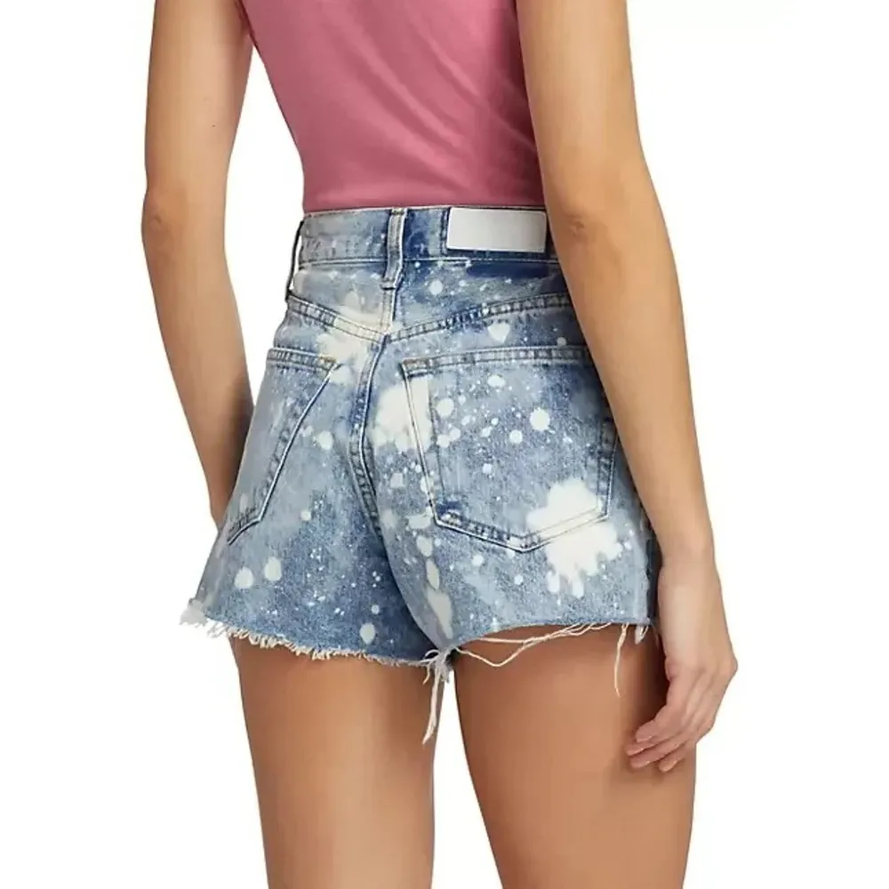 RE/DONE  70's High-Waisted Splashed Bleached Effect Denim Shorts 28 NEW - Image 2