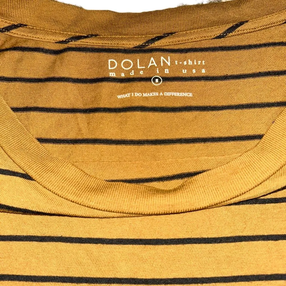Dolan Striped Drop Shoulder Tee Small Brown - Image 3