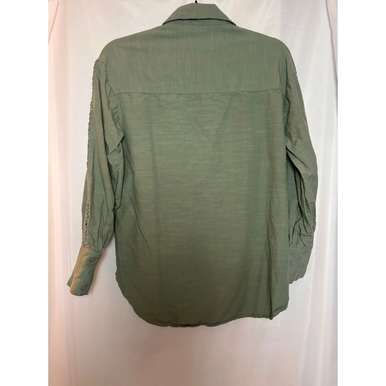 Max Women's Long Sleeve Western Button Down Oversized Shirt Green UK Size 10 US6 - Image 2