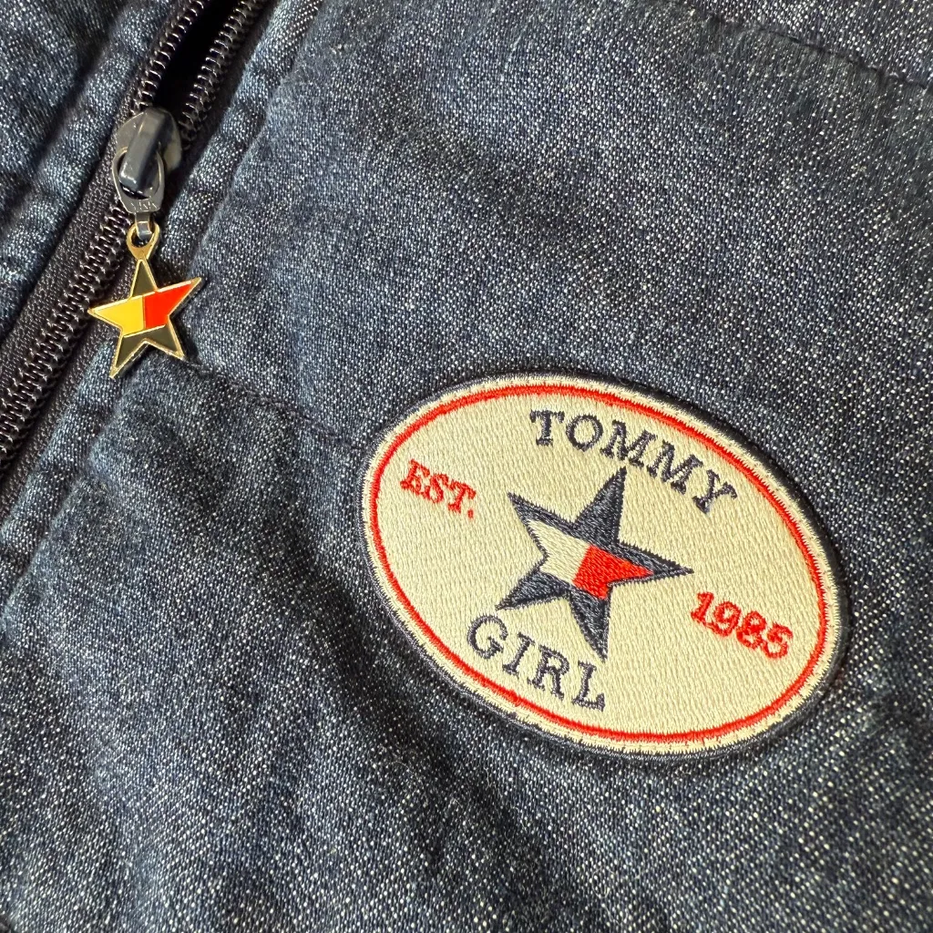 Vintage Tommy Jeans Girl Hilfiger Denim Puffer Vest Womens Medium 90 Y2K Quilted - Image 2