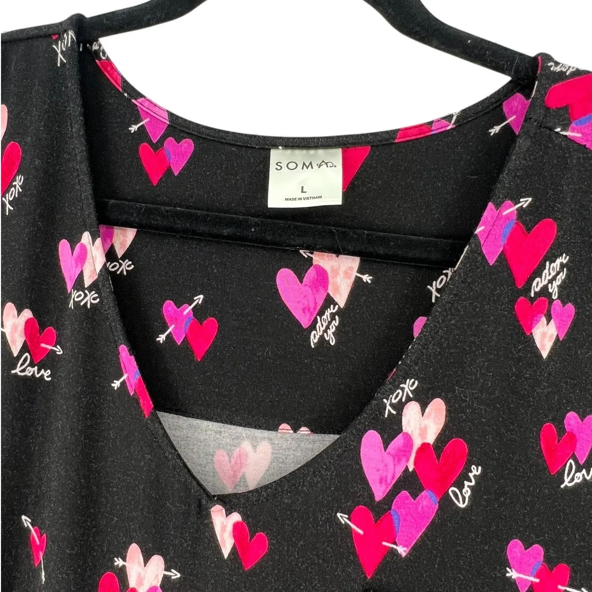 SOMA L Cool Nights Short Sleeve Long Sleepshirt  Heart  Dress Pajama Lounge - Image 3