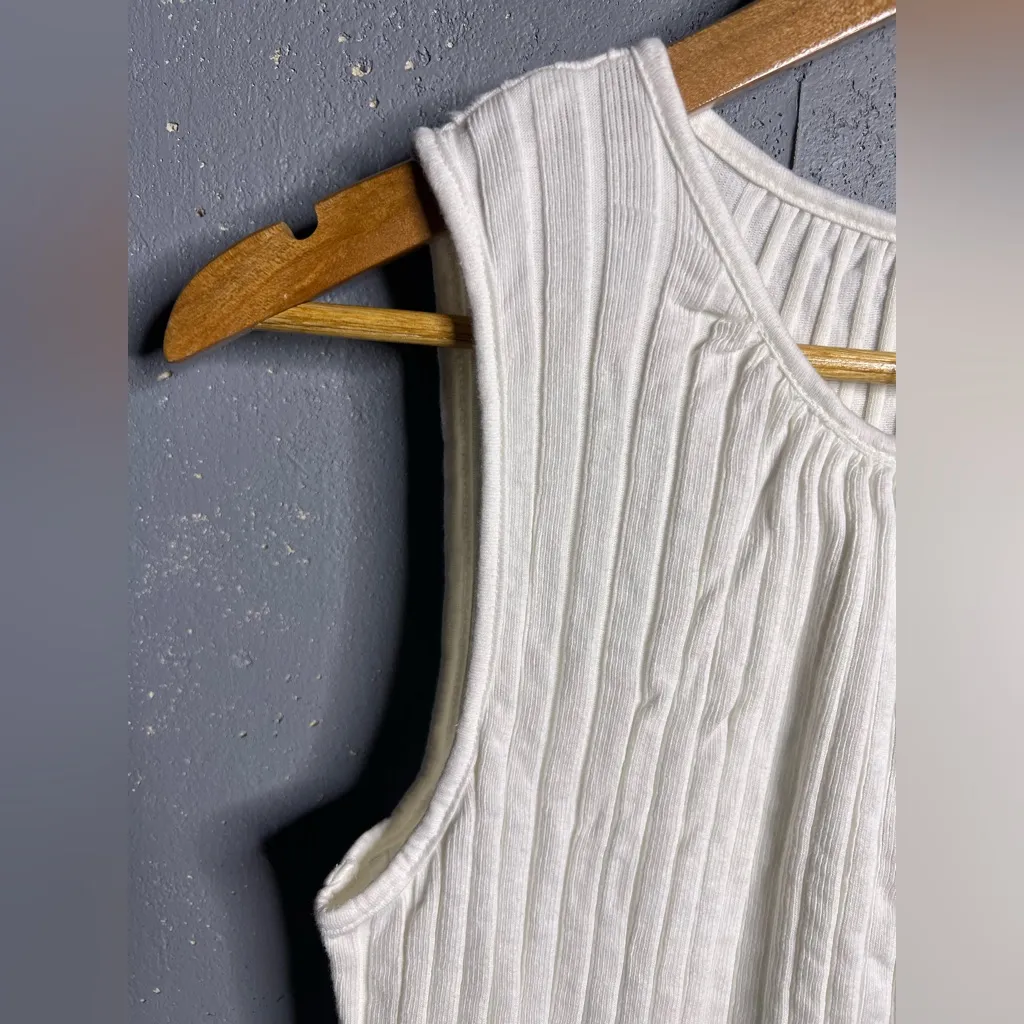 Free People Twice As Nice Maxi Tunic Top White Buttondown Sleeveless M    NWOT - Image 8