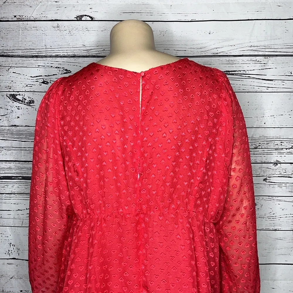 Torrid Size 3 Pink - Heart Swiss Fabric Chiffon V-Neckline Peplum Blouse Top - Image 5