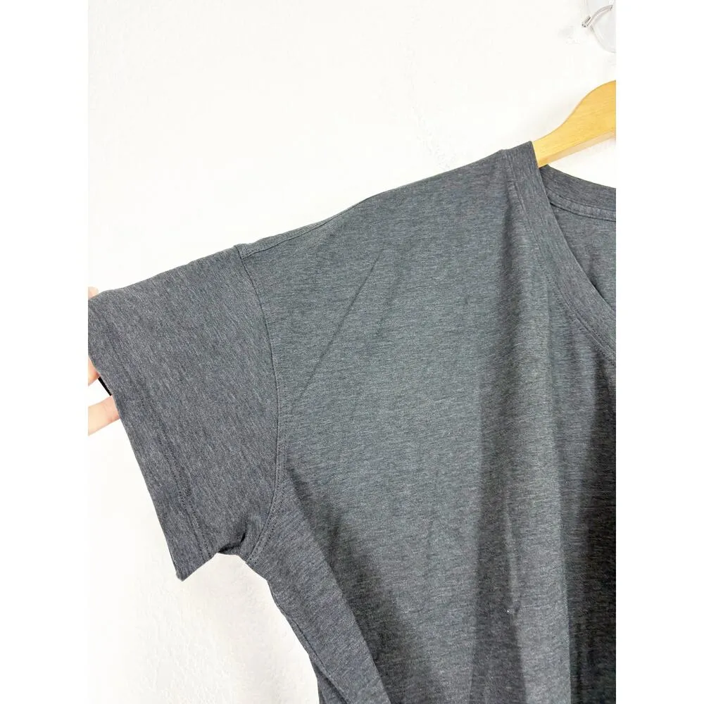 Lululemon Side Tie V-Neck T-Shirt Size 4 Heathered Black Oversized Workout - Image 7