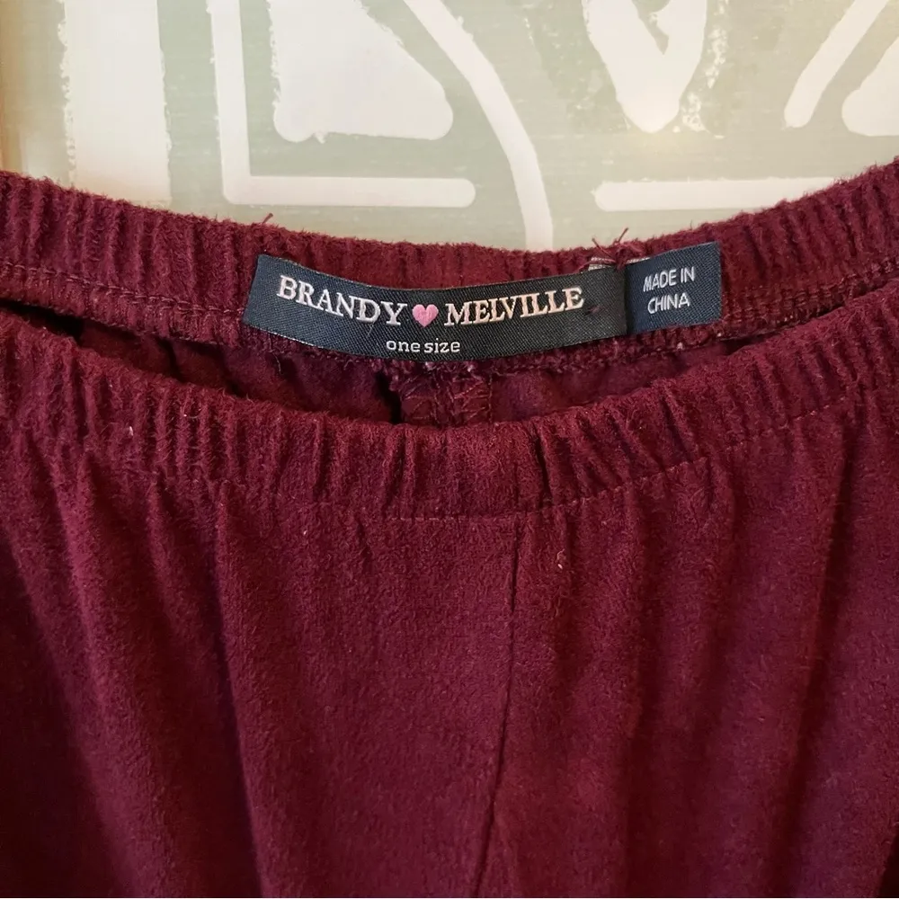 Brandy Melville burgundy faux suede skirt - Image 2