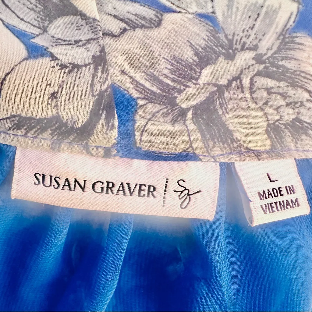Susan Graver  Blue & White Polyester Sheer Vest - Image 14